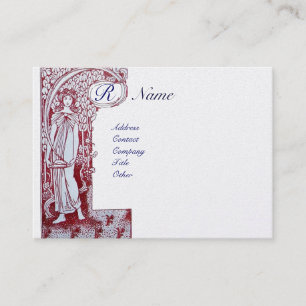 RESTAURANT MONOGRAM 2 rot, silber platinmetallisch Visitenkarte