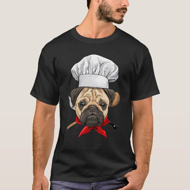 Restaurant Mops Koch Koch Kochen Welpen Hund T-Shirt (Vorderseite)
