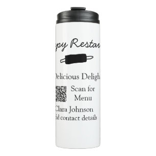 Restaurant Name Scan QR Menü hinzufügen Kontaktdat Thermosbecher