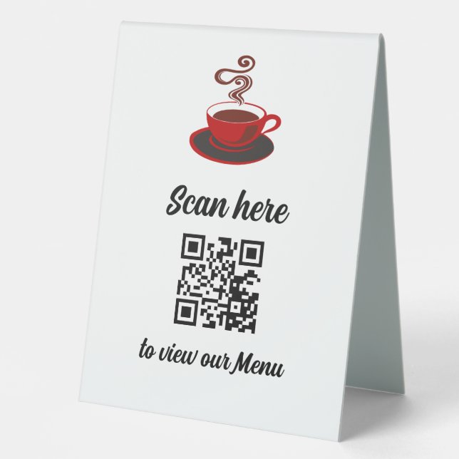 Restaurant oder Coffee Shop Direkte QR-Code Menü Tischaufsteller (Vorderseite)