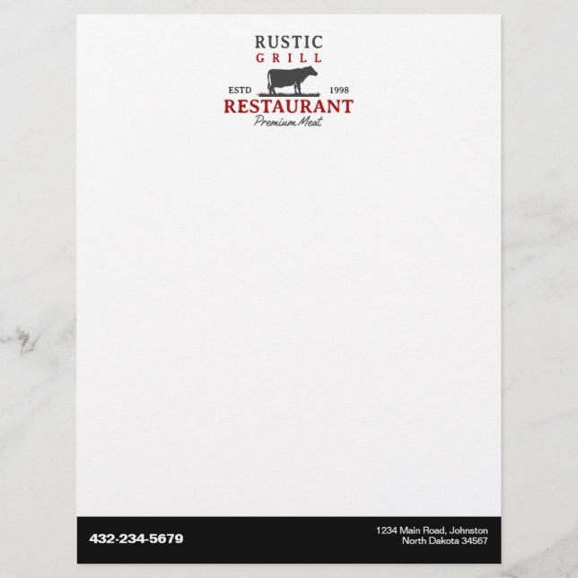 Restaurant oder sonstige Geschäfte Briefbogen (Vorderseite)