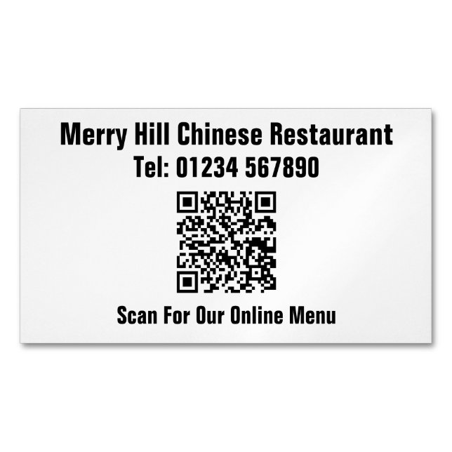 Restaurant Online Menü QR Code Magnetische Visitenkarte (Vorderseite)