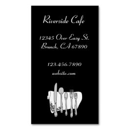 Restaurant Silverware Schwarz Magnet Card