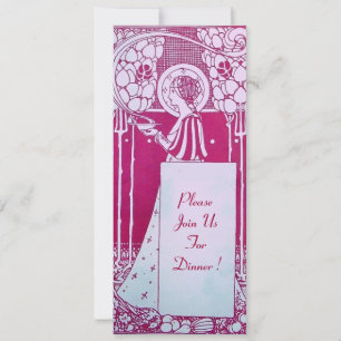 RESTAURANT-SPEISEKARTE MONOGRAMM Rosa Weiß Abendes Einladung