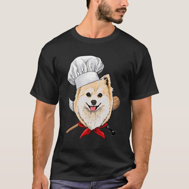 Restaurant Spitz Koch Koch Kochen Welpe Haustier T-Shirt (Vorderseite)