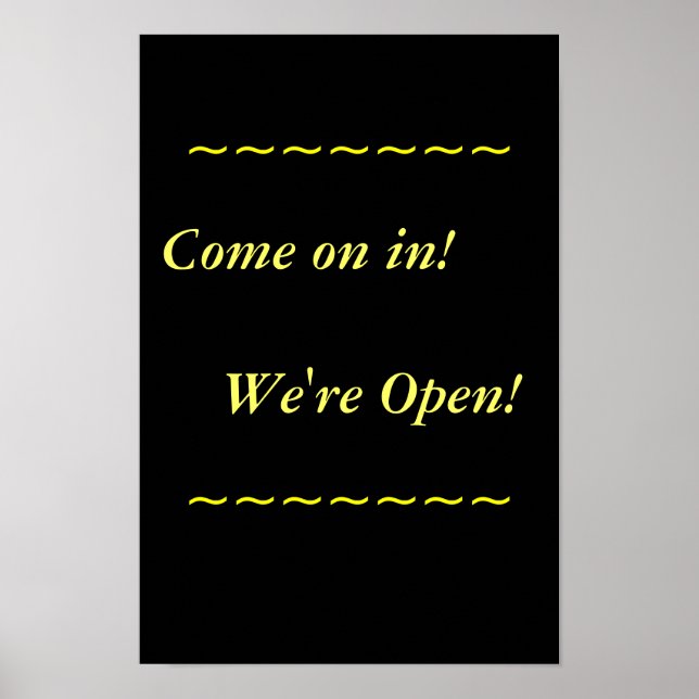 Restaurant Supplemente, Open Sign, Black and Gold Poster (Vorne)
