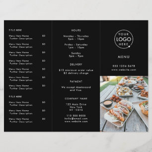 Restaurant Takeout   Black Modern Foto Menu