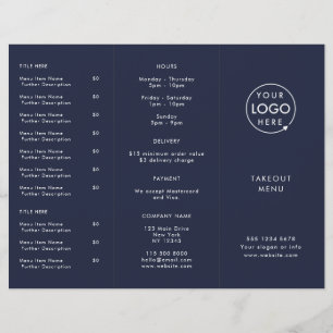 Restaurant Takeout Menü "Abnehmen von Navy Blue