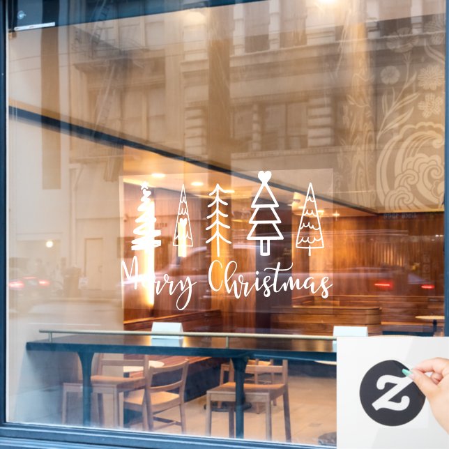 Restaurant und Weihnachtsbaum Fensteraufkleber (Café-Fenster)
