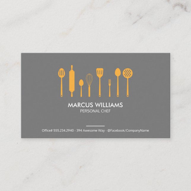Restaurant Utensils | FÜHRUNGSKRAFT KOCH Visitenkarte (Vorderseite)