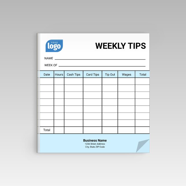 Restaurant Weekly Mini Tips Tracker Notepad Notizblock (Von Creator hochgeladen)