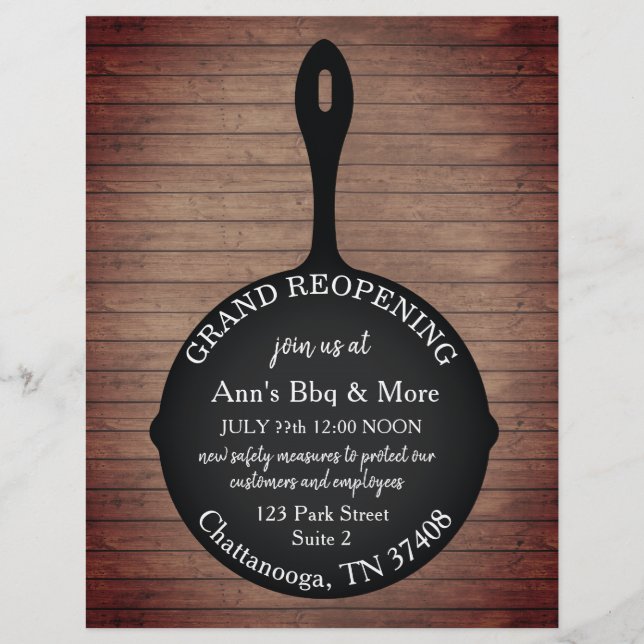 Restaurant Wiedereröffnung Skillet Wood Flyer (Vorne)