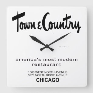 Restaurants, Chicago, IL Quadratische Wanduhr