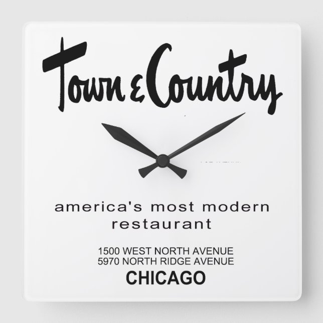 Restaurants, Chicago, IL Quadratische Wanduhr (Vorderseite)