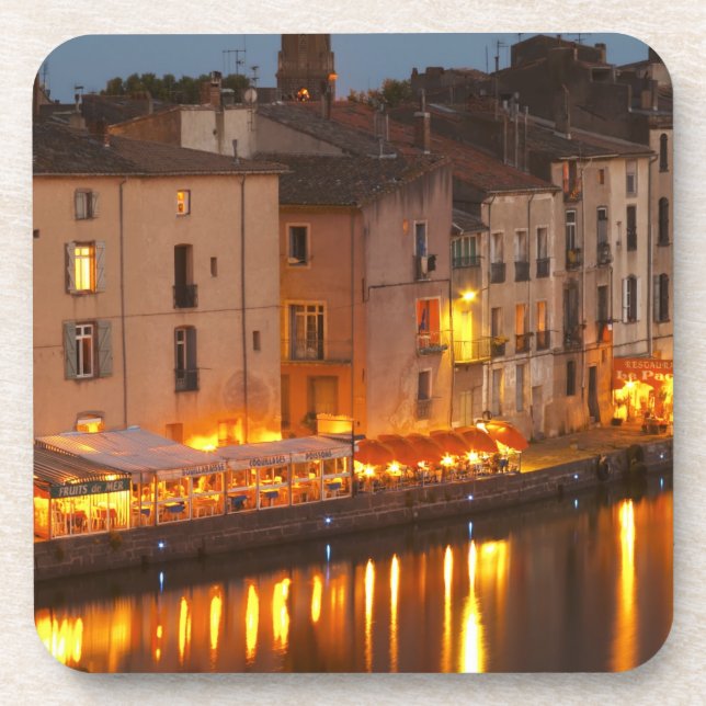Restaurants entlang des Flusses Herault. L'Herault Untersetzer (Vorderseite)