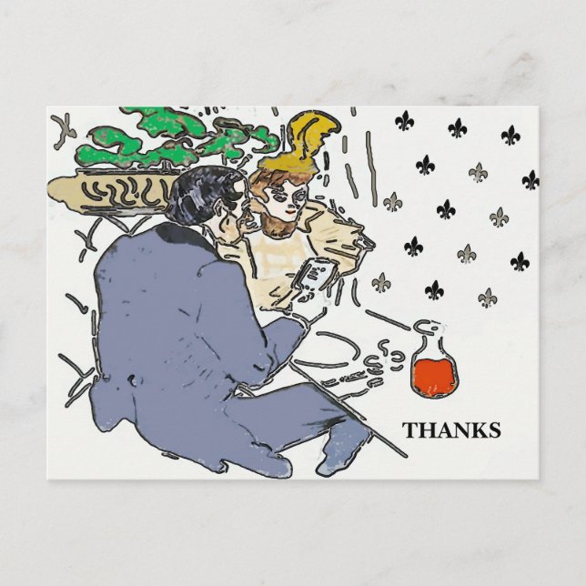 Restaurantszene Handy, Postkarte (Vorderseite)