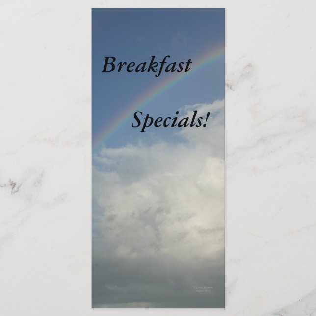 Restaurantzubehör, Frühstücksspezialitäten, Regenb Menükarte (Vorderseite)