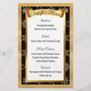 Restauration d'or Faux Menu de Noël