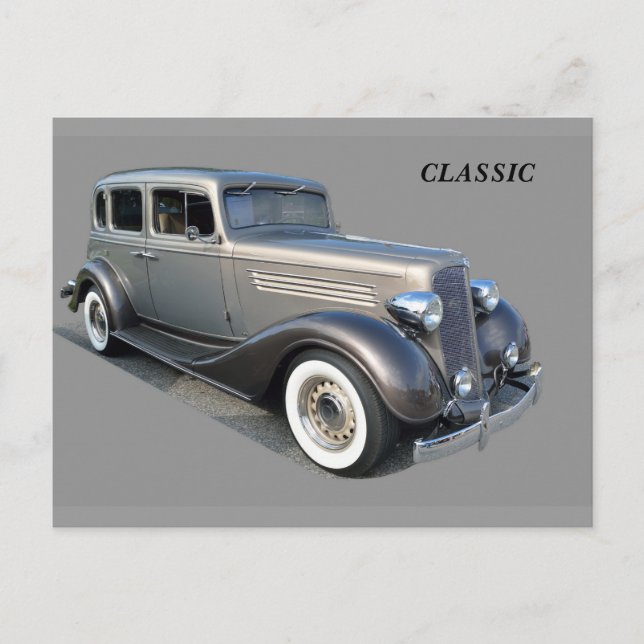 Restauriertes Vintage Car Postkarte (Vorderseite)