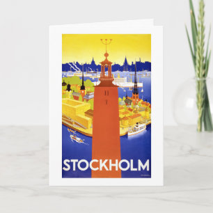 Restauriertes Vintage-Reiseposter von Stockholm Feiertagskarte