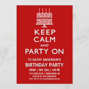 Restez calme et fêtez l'anniversaire Invitation