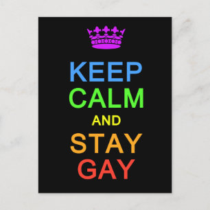 Restez calme et restez gay carte postale, personna