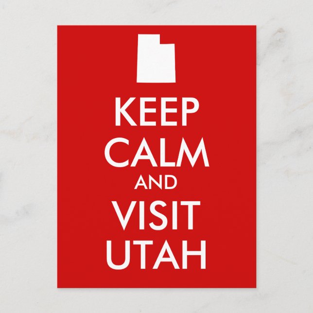 Restez calme et visitez la carte postale Utah (Devant)