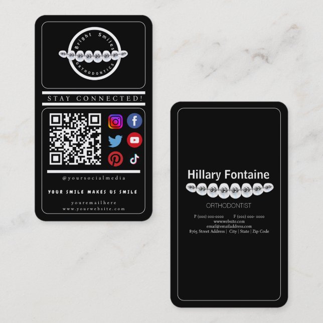 Restez connecté Carte de visite des médias sociaux (Devant / Derrière)