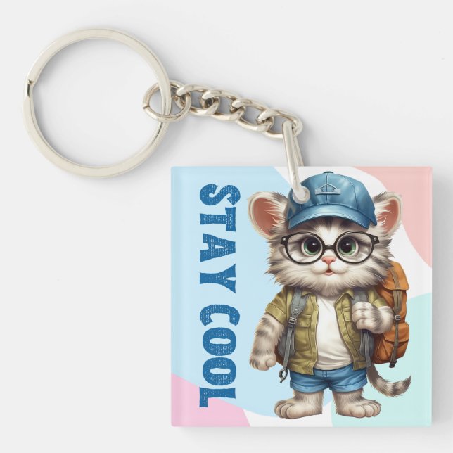 Restez Cool Chat Portant Des Lunettes Casquette Re (Devant)