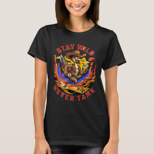 Restez Sauvage Jamais Dompté T-Shirt Graphique Cow