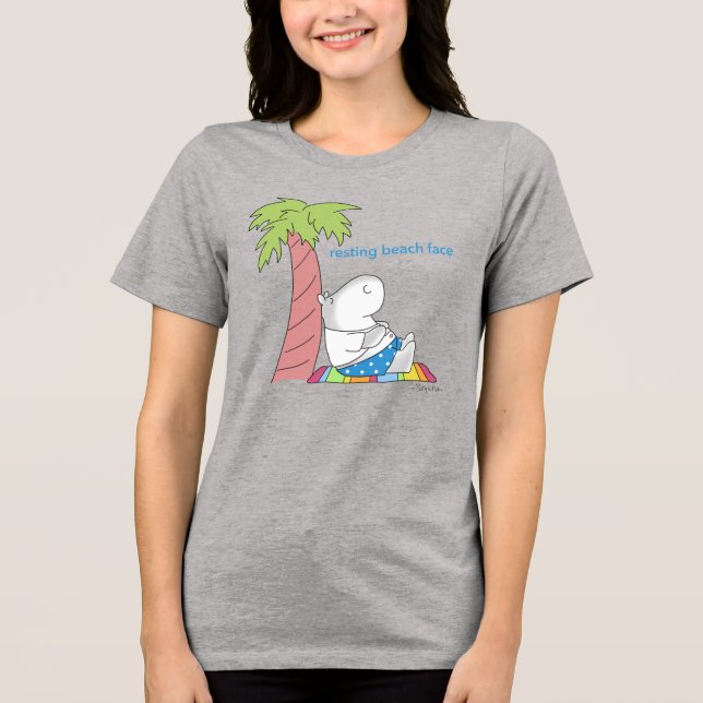 RESTING BEACH FACE Bauch Button Hippo Boynton T-Sh Tri-Blend Shirt (Vorderseite)