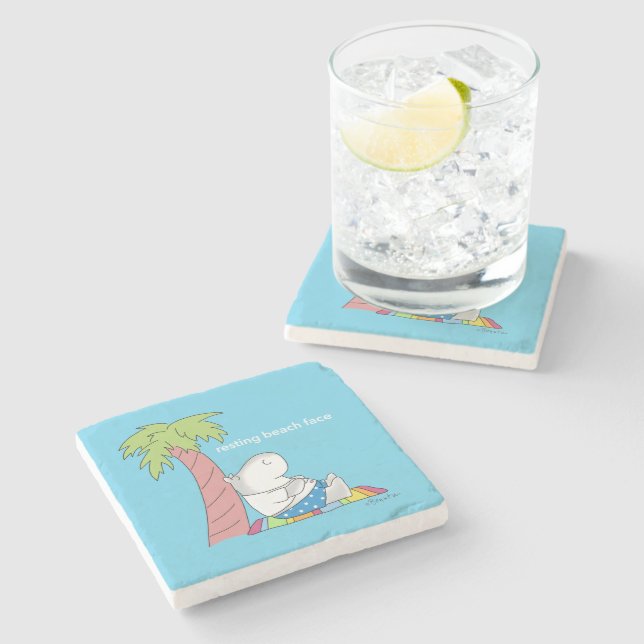 RESTING BEACH FACE Belly Button Hippo Boynton Steinuntersetzer (Seitenansicht)