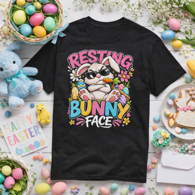 Resting Bunny Face Funny Easter Rabbit Sunglasses  T-Shirt (Von Creator hochgeladen)
