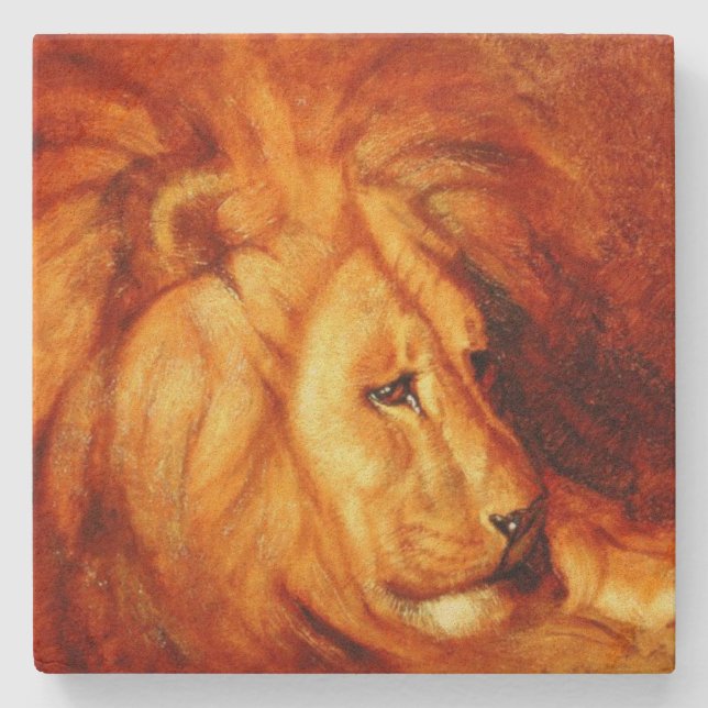 Resting Lion (von Abbott Handerson Thayer) Steinuntersetzer (Vorderseite)