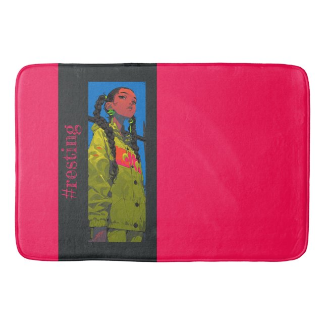 #resting Vibes, Fuchsia Badematte (Vorderseite)