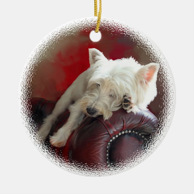 Resting Westie Keramikornament (Vorne)