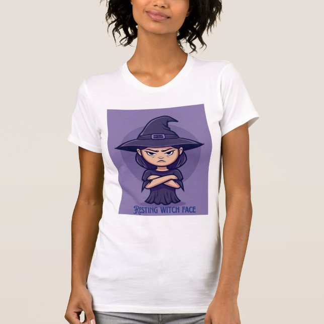 Resting Witch Face – Cute Purple Halloween Witch T-Shirt (Vorderseite)