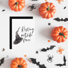Resting Witch Face Happy Halloween | Wird Feiertagskarte