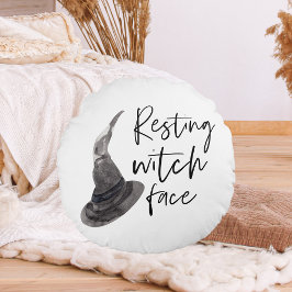Resting Witch Face Happy Halloween | Wird Rundes Kissen