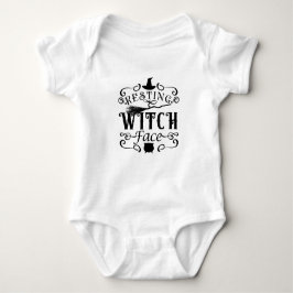 RESTING WITCH FACE Vintag Type Graphic Halloween Baby Strampler