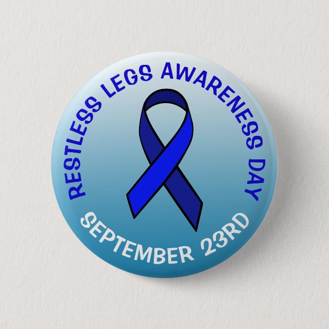 Restless Legs Awareness Day Blue Ribbon Button (Vorderseite)