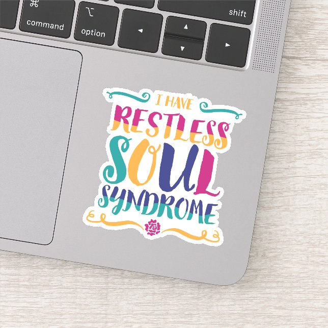 Restless Soul Syndrom Typografie Hippie Aufkleber (Detail)