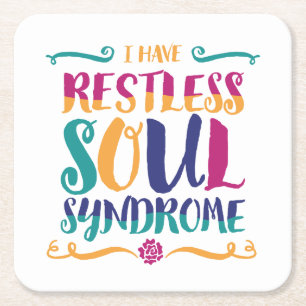 Restless Soul Syndrom Typografie Hippie Rechteckiger Pappuntersetzer