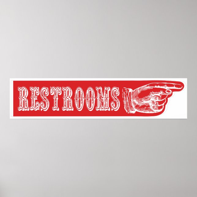 Restroom Pointing Finger Carnival Circus Schild RT (Vorne)