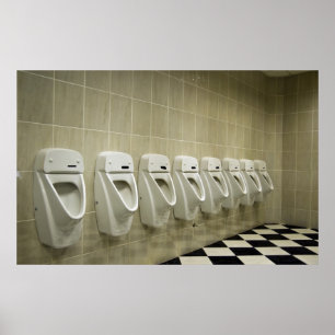 Restroominnenraum mit Toilettenreihe Poster