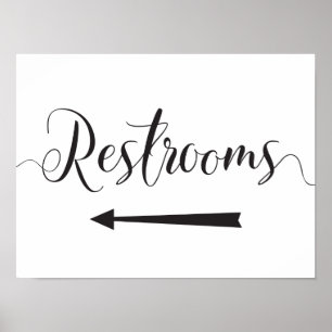 Restrooms Sign Wedding Directions Links Arrow Poster