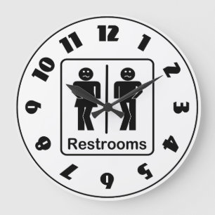 Restrooms-Zeichen-Uhr Große Wanduhr