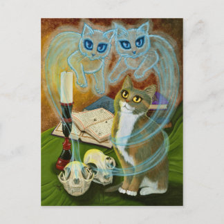 Résumer de vieux amis, Ghost Cat Art carte postale