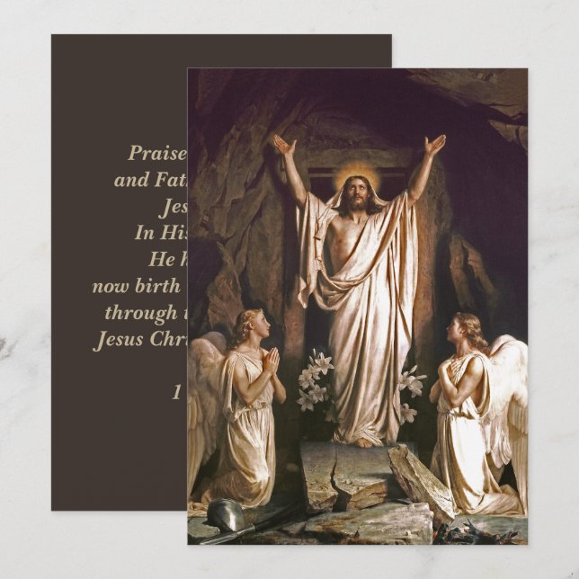 Résurrection du Christ. Carte de Pâques Art (Devant / Derrière)