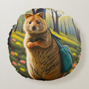Retail Adventures: Mama Quokka geht einkaufen Rundes Kissen